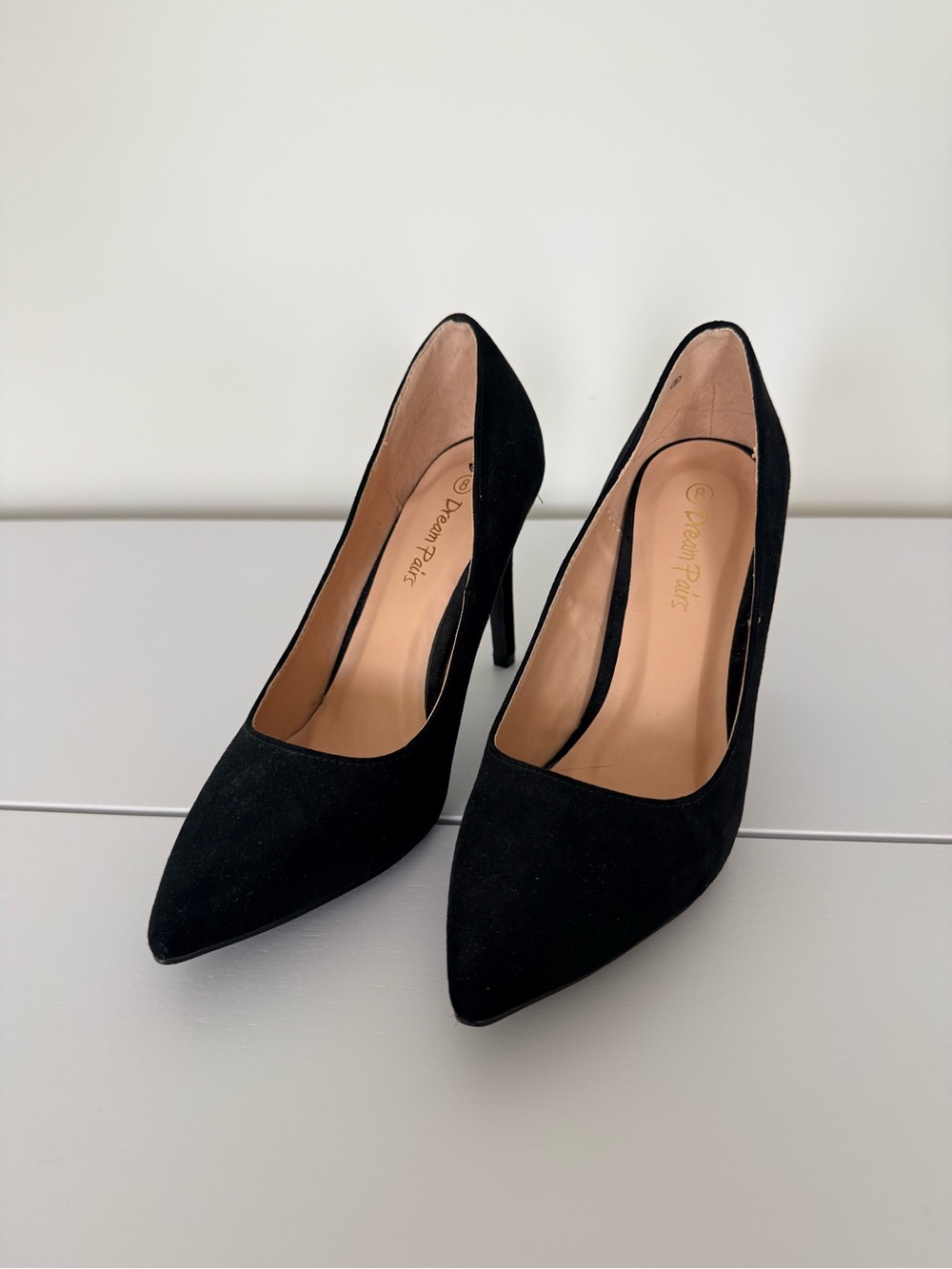 Dream Pairs Black Suede Pointed Toe Stiletto Pumps Heels Size 8